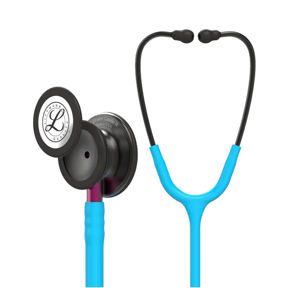 گوشی پزشکی لیتمن کلاسیک 3 فیروزه ای دودی ساقه صورتی